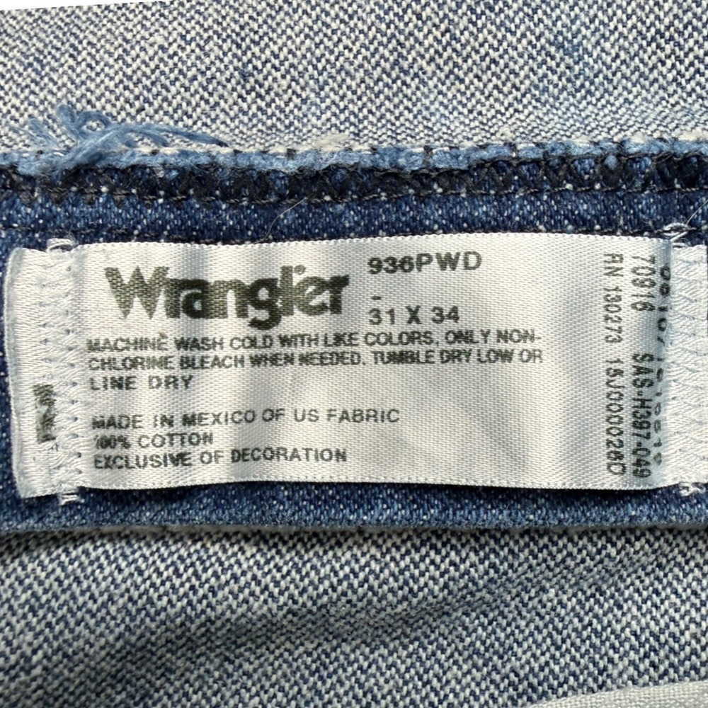 Wrangler Cutoff Denim Shorts High Rise Blue Frayed Raw Hem Size 11 - Picture 3 of 6
